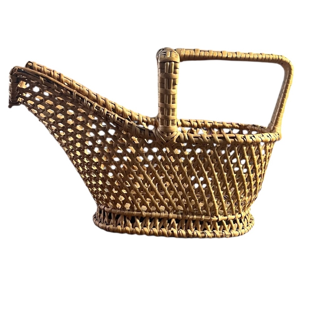 Unbranded Vintage Wicker Wine Basket Holder No Ring Beige Color Pre-owned